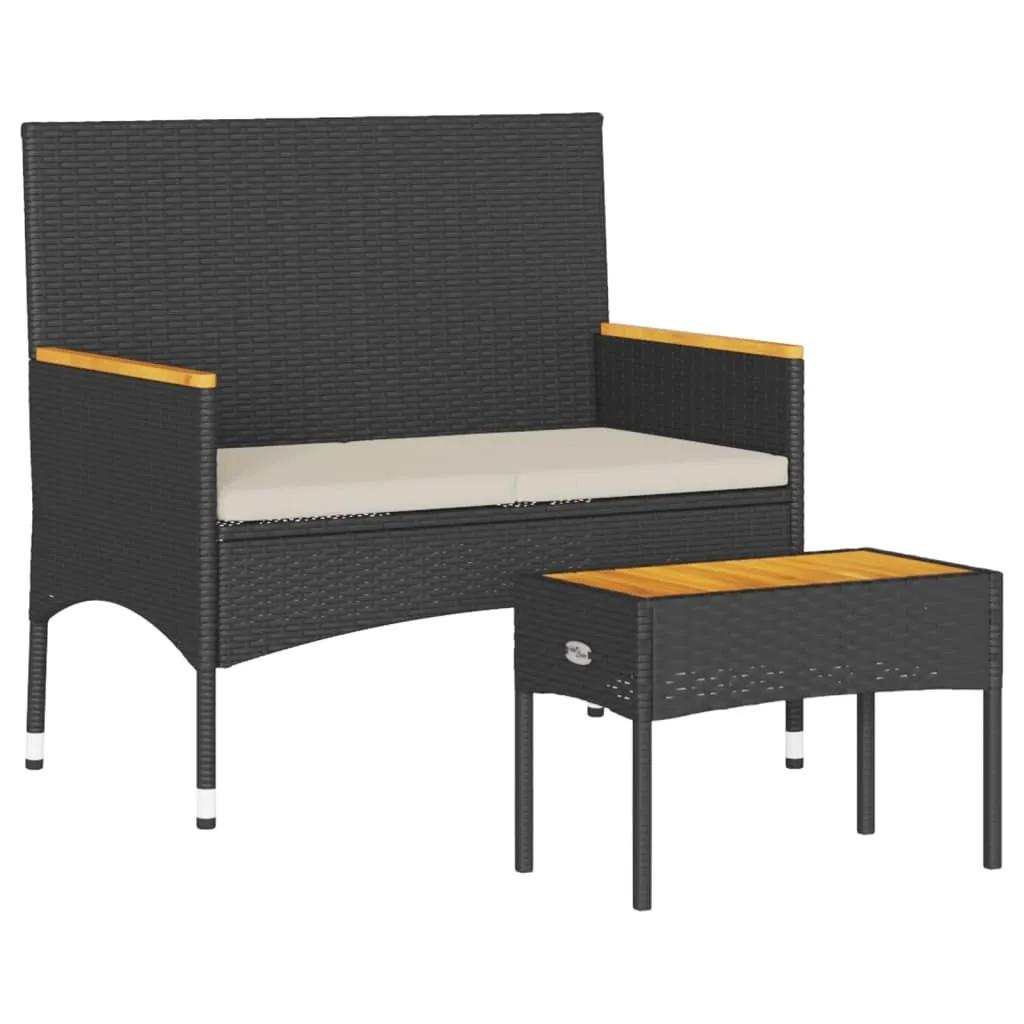 Banc de terrasse 2 places pour détente extérieure avec table noire