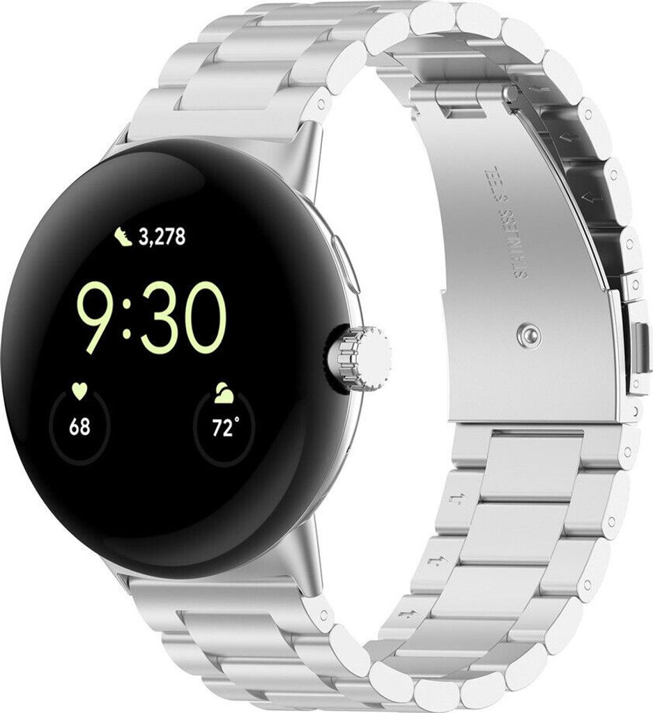 Strap-it Stahlgliederarmband – passend für Google Pixel Watch 1/2 – Metallarmband mit Butterfly-Verschluss für Pixel Watch