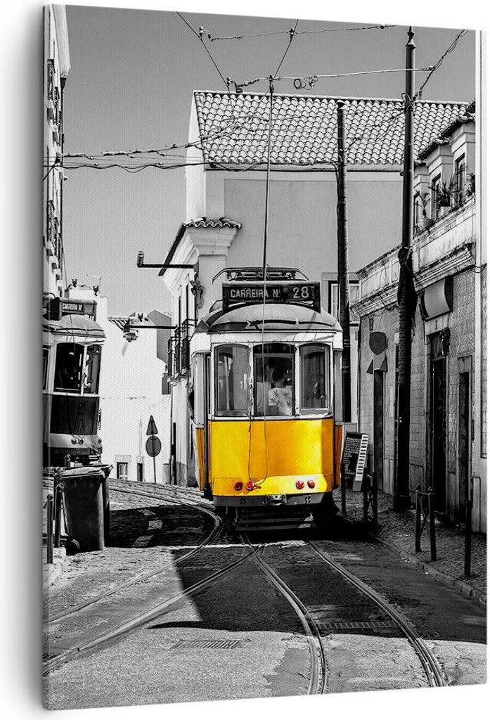 Bild auf Leinwand - Leinwandbild - Einteilig - Straßenbahn Portugal Lissabon - 50x70cm - Wand Bild - Wanddeko - Wandbilder - Leinwanddruck - Wandd...