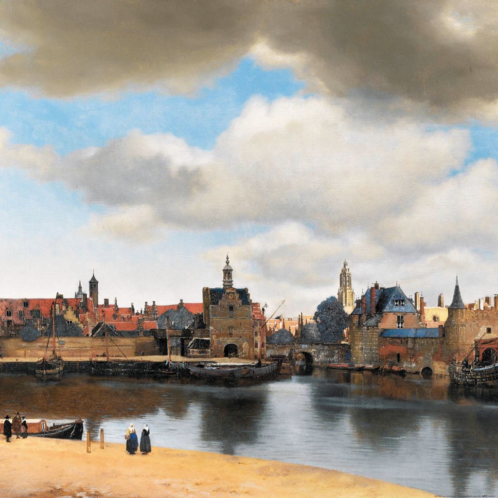 Johannes Vermeer Kunstdruck Bild - Ansicht Von Delft, 1660-1661 (100 x 100 cm)