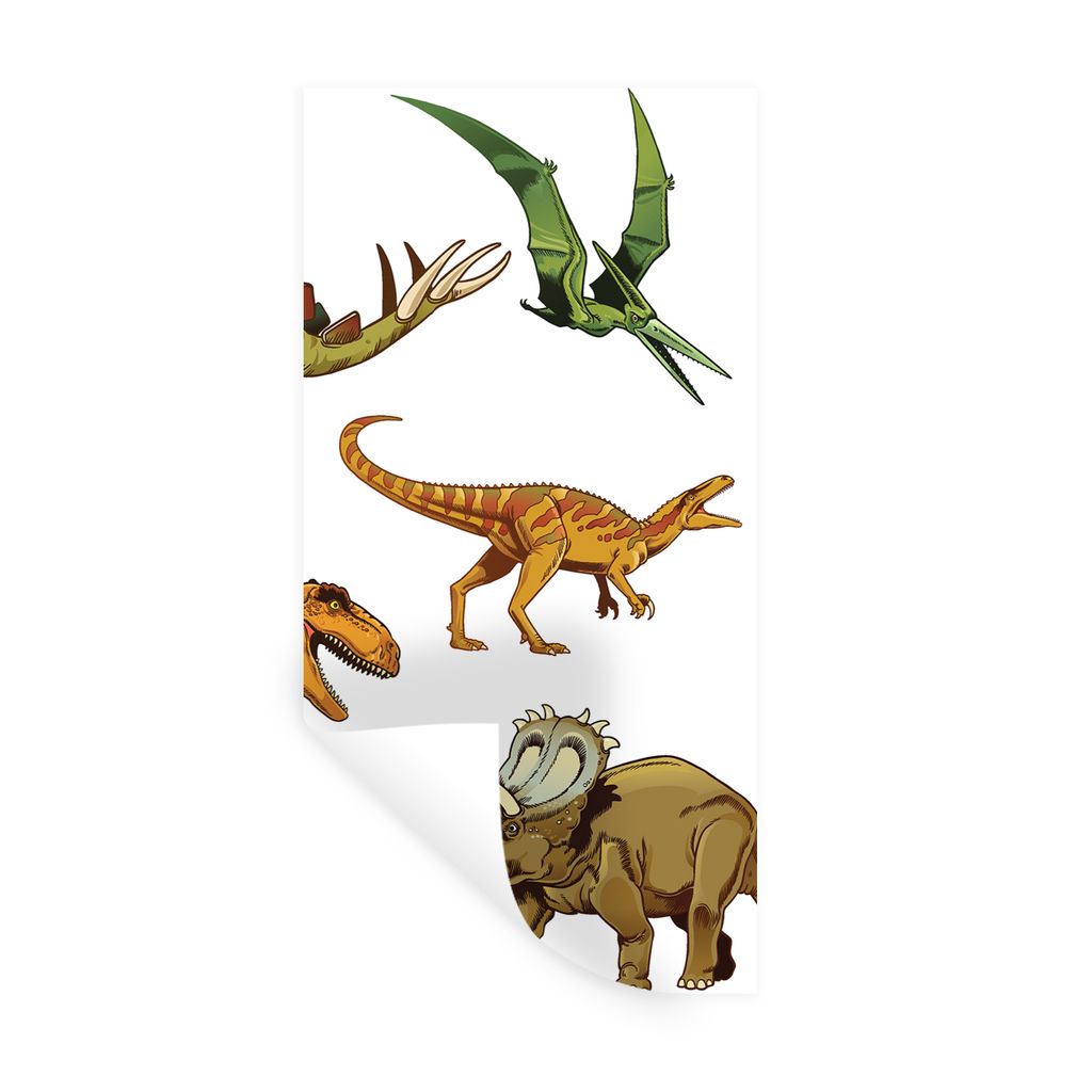 MuchoWow Wandtattoo Wandsticker Wandaufkleber Dinosaurier - Zeichnung - Jungen - Kinder 20x40 cm Selbstklebend und Repositionierbar - Selbstklebe...