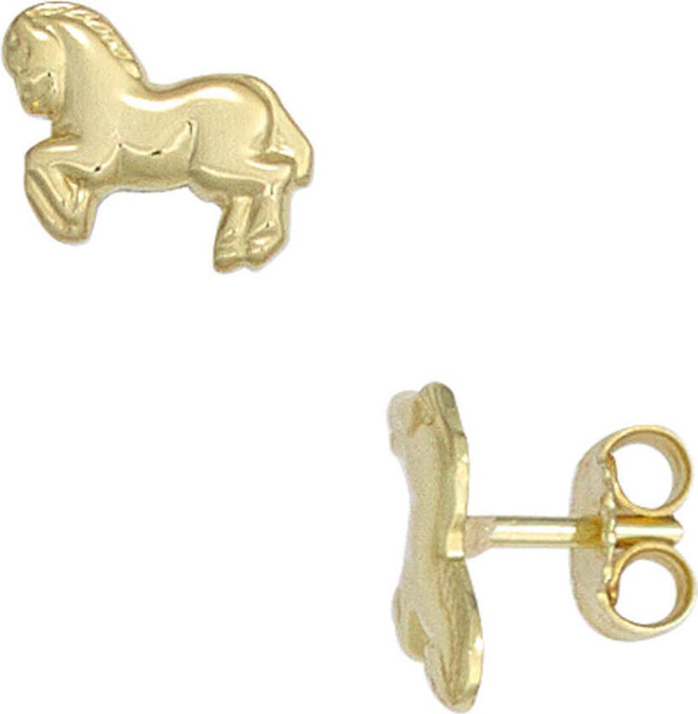 Paar Stecker Ohrstecker Pferd Pony Pferdchen 333 Gold Gelbgold Kinder