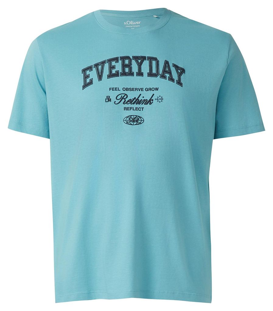 s.Oliver Übergrößen T-Shirt Print türkisblau Everyday