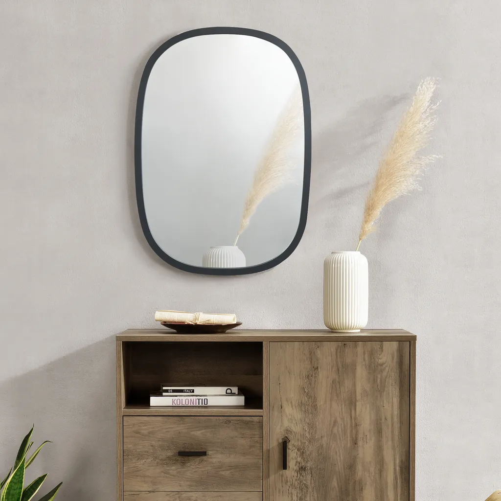 Miroir Mural Noir Mat 70x50 Copertino : Agrandi l'espace et Moderne