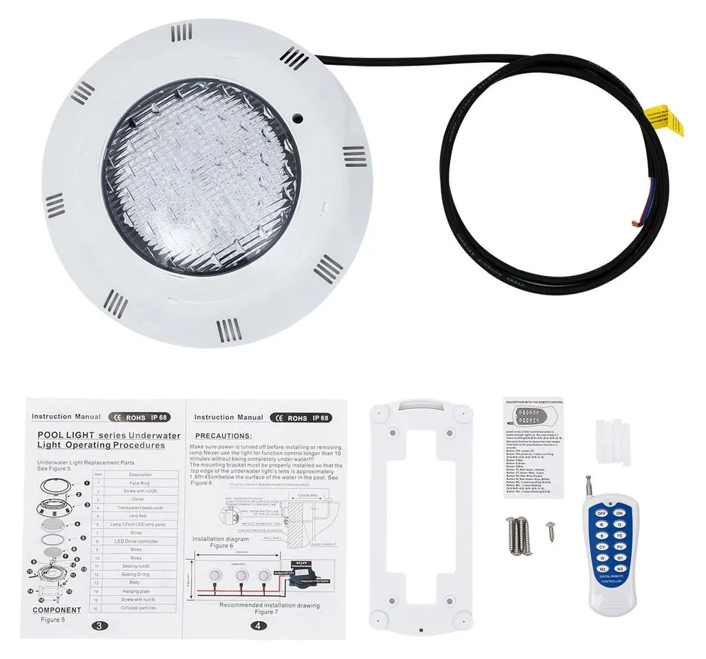 Éclairage LED Sous-marin Blanc avec Télécommande Sans Fil Étanche - 4