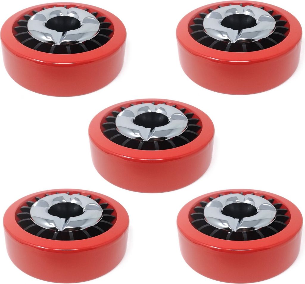 5x Rot, Starlet24 Windaschenbecher Gluttöter rund flach - stabiler Metall-Kunststoff-Aschenbecher für draußen & drinnen, spülmaschinenfest