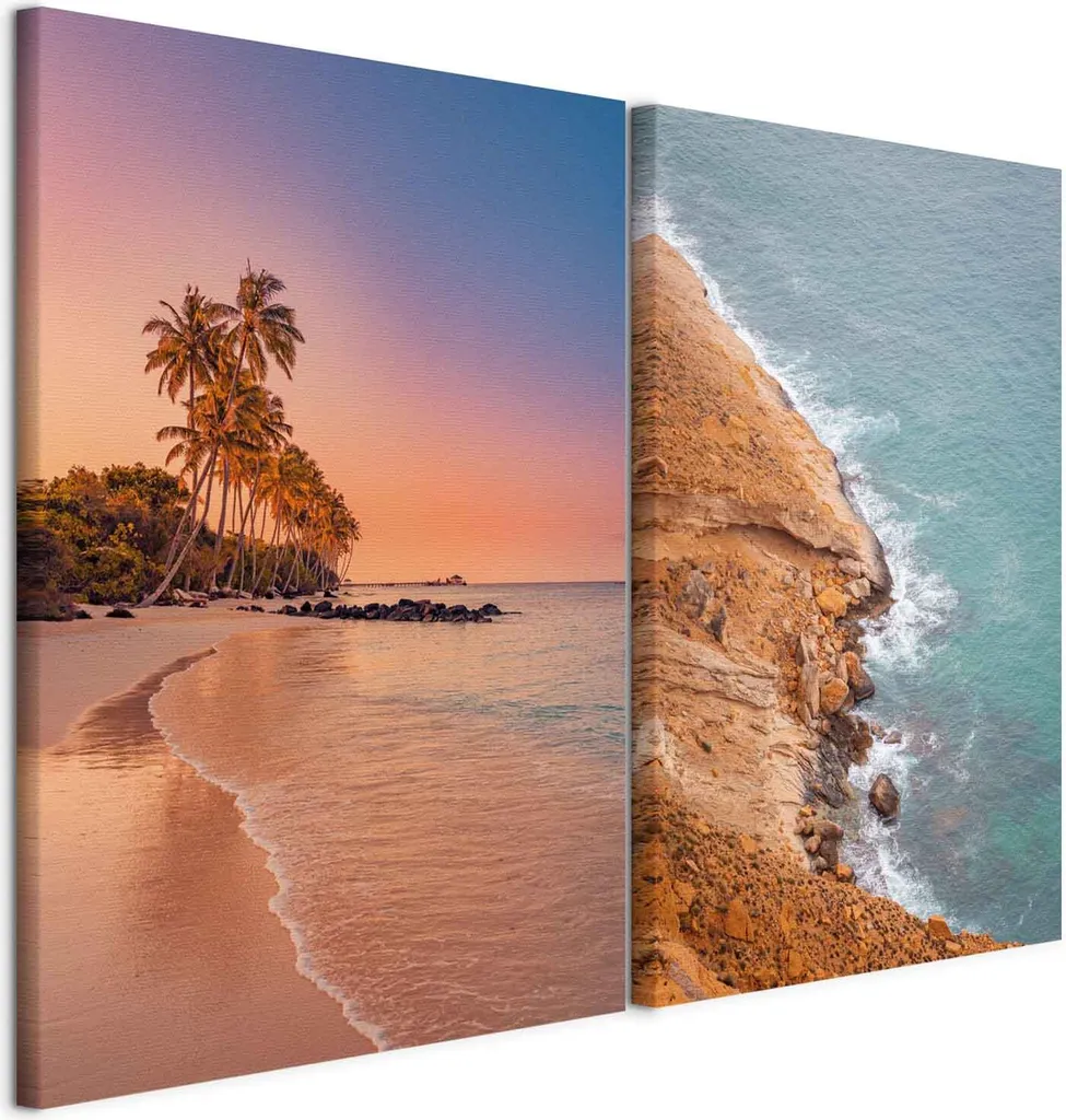 Murando HandArt Quadro su Tela Palme Scogliera 40x30cm Luxury Set