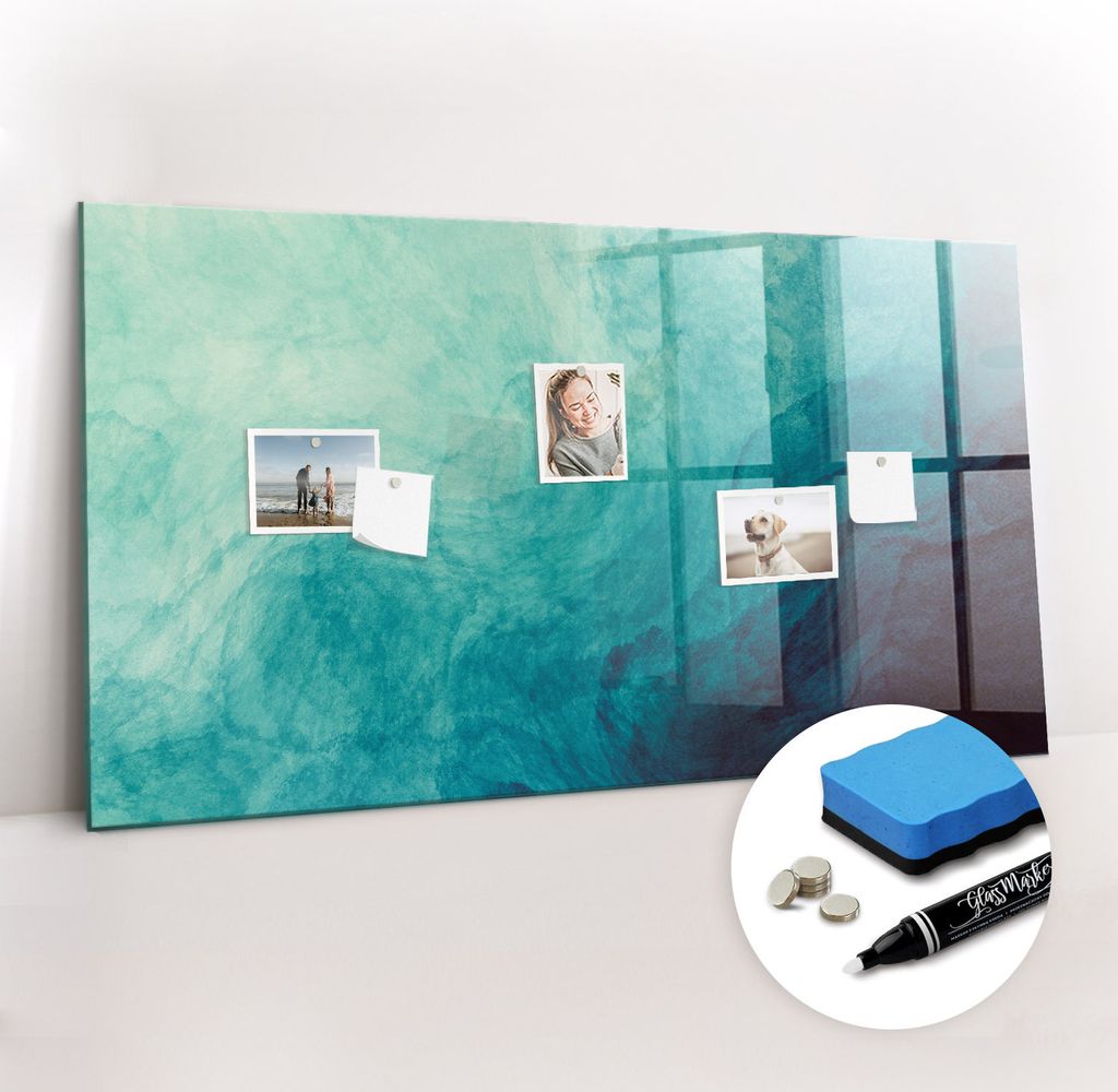 Magnetpinnwand Memoboard - Zubehörsatz - Weißer Marker + Schwamm + Magnete - 120 x 60 cm - Tiefenabstraktion