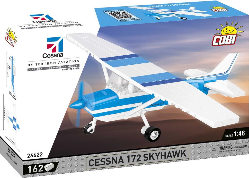 The image shows the packaging of a COBI Cessna 172 Skyhawk building block set.