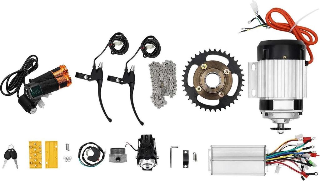 E-Motor Set - Bürstenloser Getriebemotor - 48V - Für Elektro-Dreirad/Rikscha Fahrrad - Edelstahl - Silber
