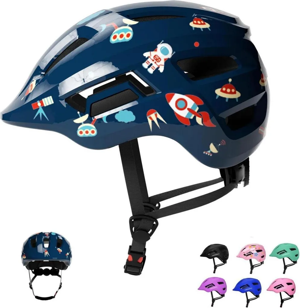 Casque vélo ajustable 2-8 ans bleu astronaute avec coque de sécurité