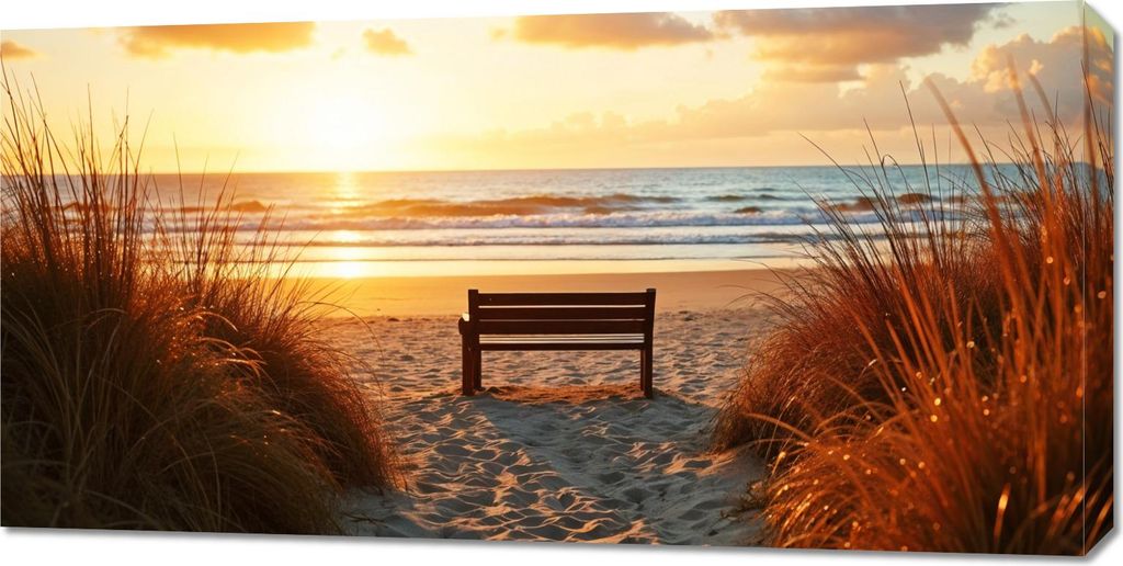 Bild 100x50cm auf Leinwand für Wohnzimmer Schlafzimmer Panorama Bank