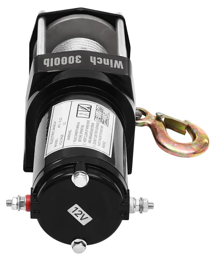 Treuil électrique 1360 kg robuste noir pour sortir un quad embourbé