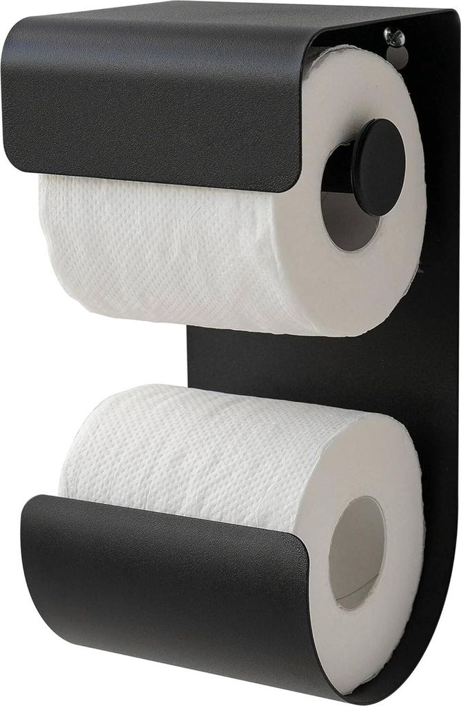 Doppelte Toiletpapierhalter - schwarz - Metall - 11,6 x 25,5 x 12,5 cm