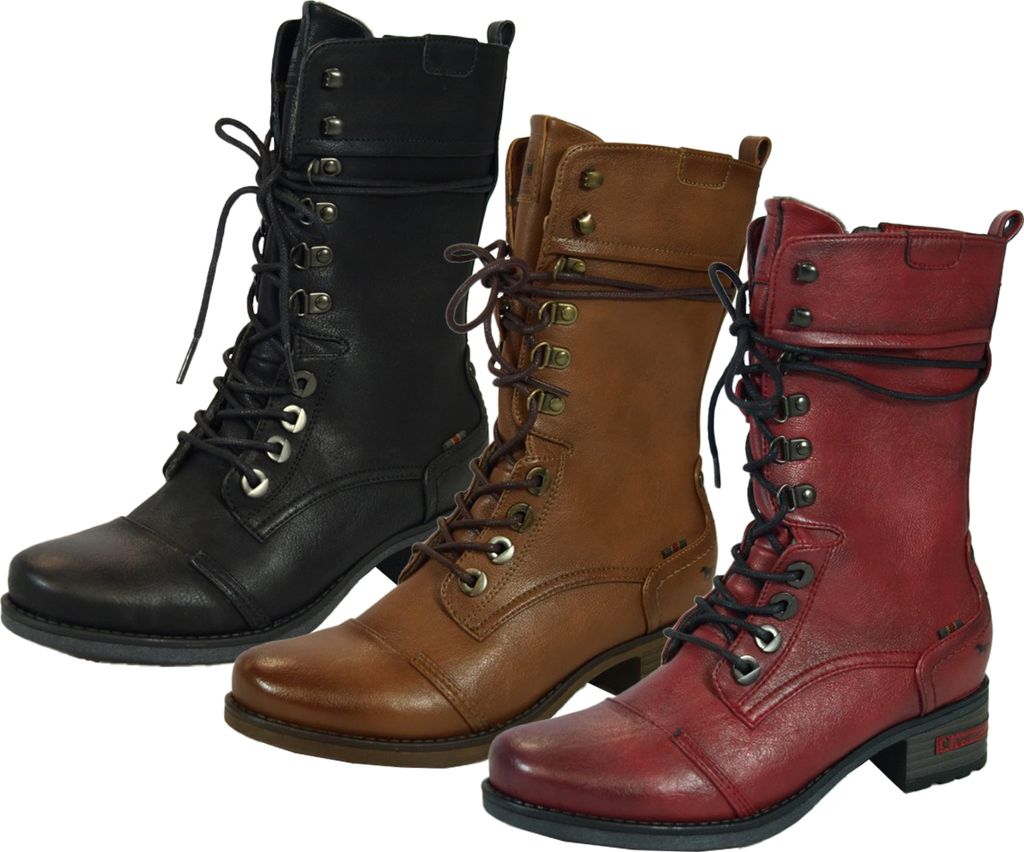 Mustang Damen Stiefelette Boot besondere Schnürung Reißverschluss 1229-516, Größe:39 EU, Farbe:Schwarz