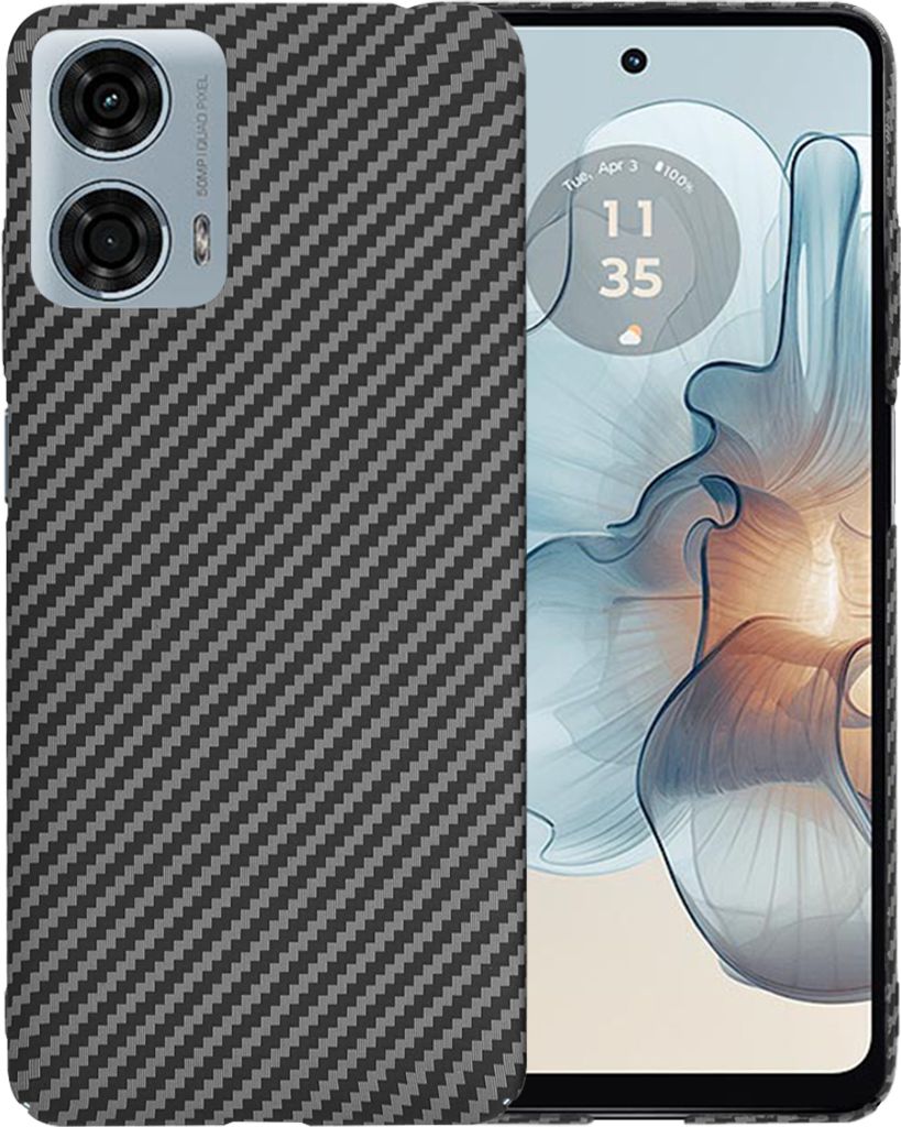 Techsuit Carbonite FiberShell Back Cover Hülle für Motorola Moto G24 Power - Schwarz