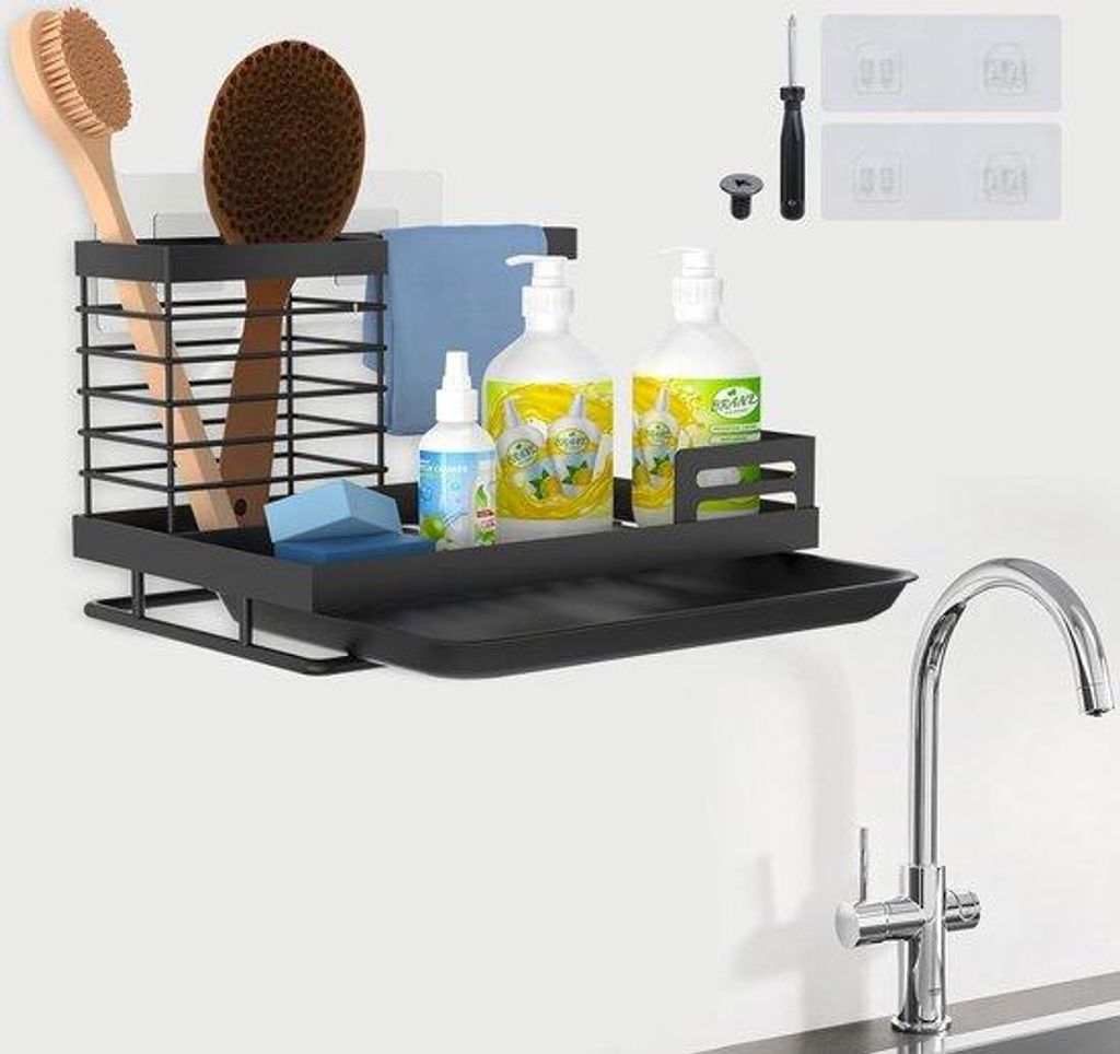 Roestvrij staal-Spoelorganizer, hangend, zwart, keuken und Badkamer
