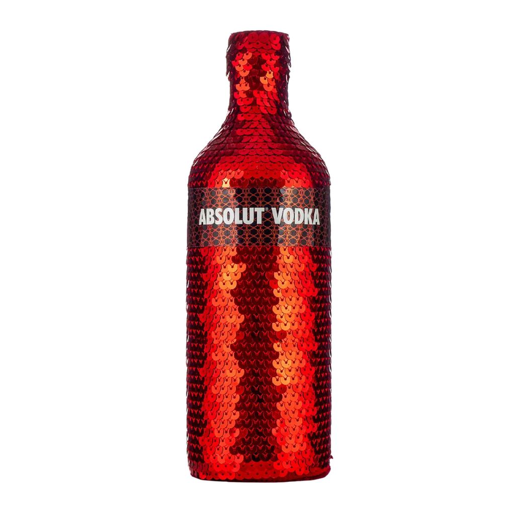 Absolut Vodka Masquerade 1L Limited Edition 2008 – Rote Paillettenhülle Wodka Flasche mit Reißverschluss – Absolut Vodka in Glamour-Design ...