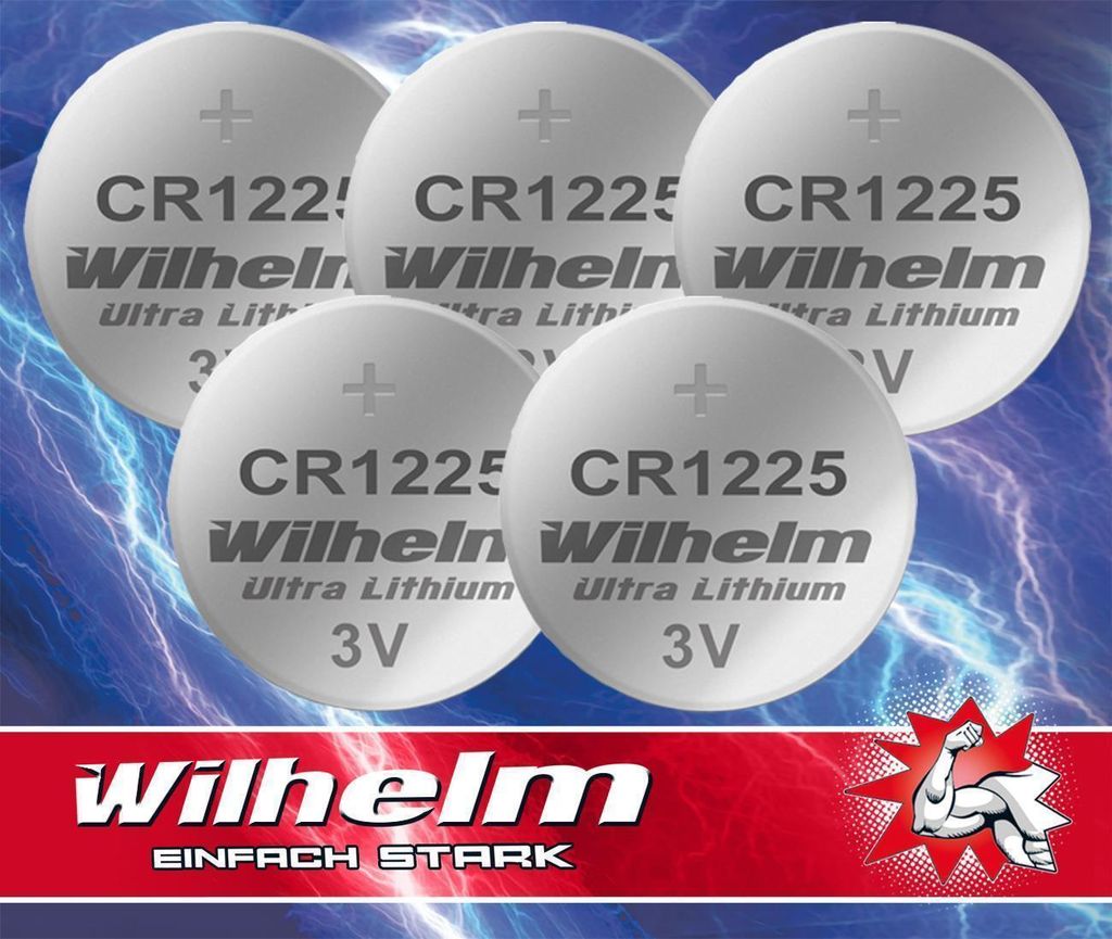 4 x CR1225 WILHELM Lithium Knopfzelle 3V 52 mAh ø12 x 2,5 mm Batterie DL1225