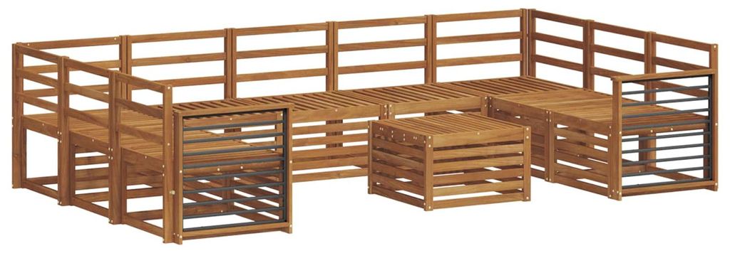 vidaXL Sofagarnituren 10 pcs Natur Massivholz Akazie