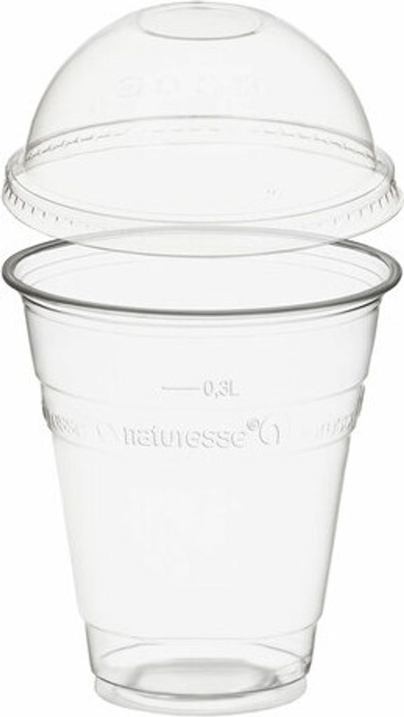 250x  Trinkbecher 300ml mit Domdeckel ohne Loch aus Produktbild 
