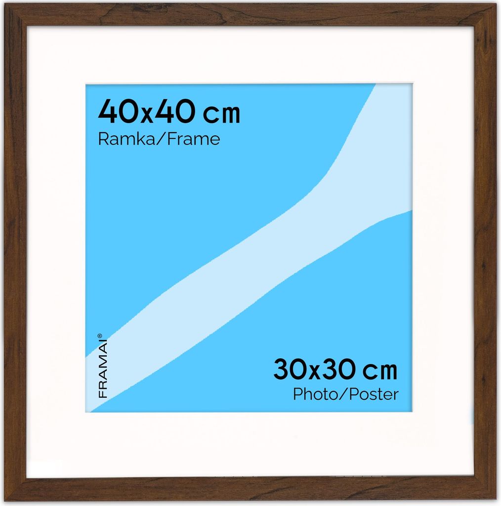 FRAMAI® Bilderrahmen 40x40 cm in Braun – mit Passepartout – Produktbild 