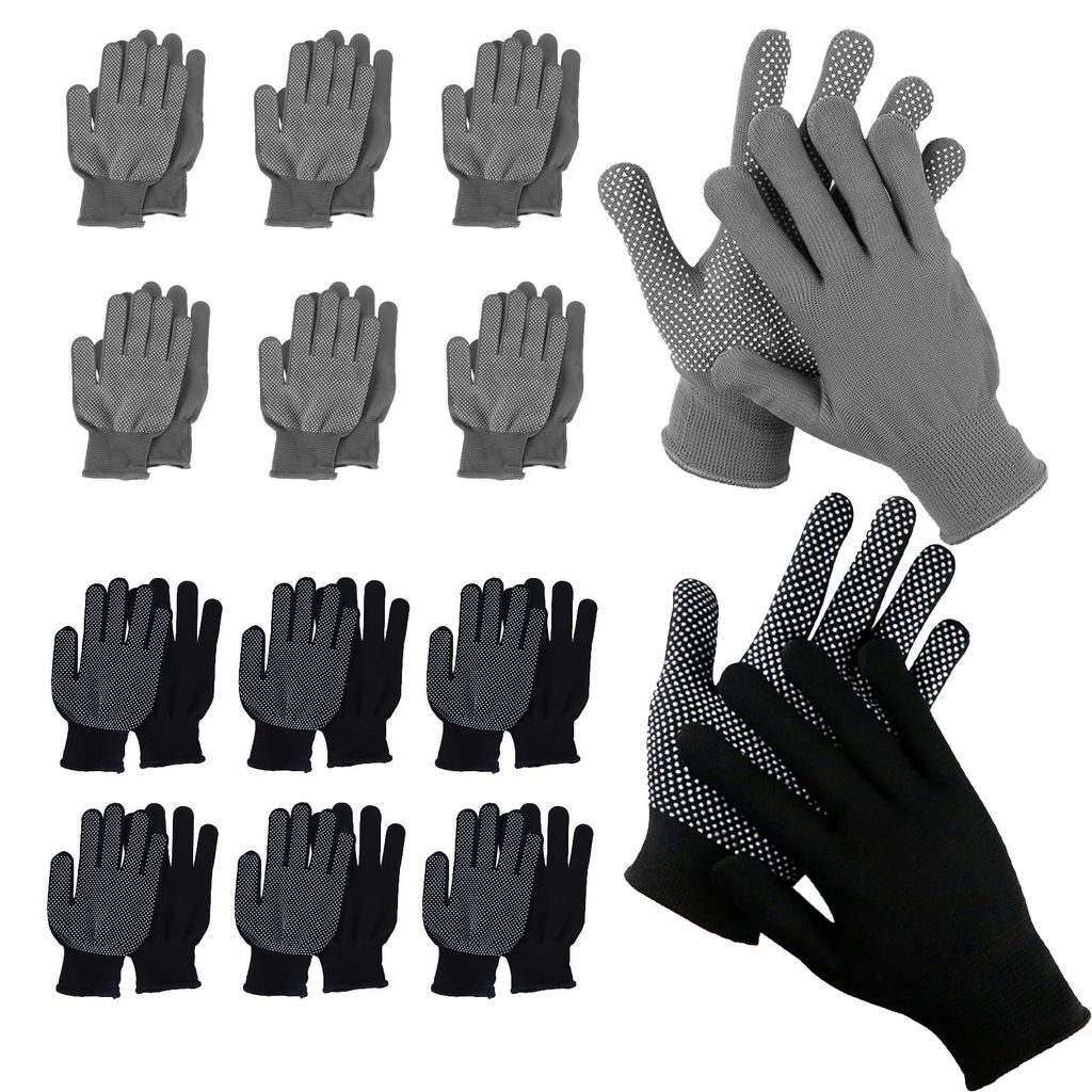 14 Paar Arbeitshandschuhe für Damen und Herren, gestrickte Nylonhandschuhe mit rutschfesten Noppen, rutschfeste Schutzhandschuhe für Arbeit, Lage...