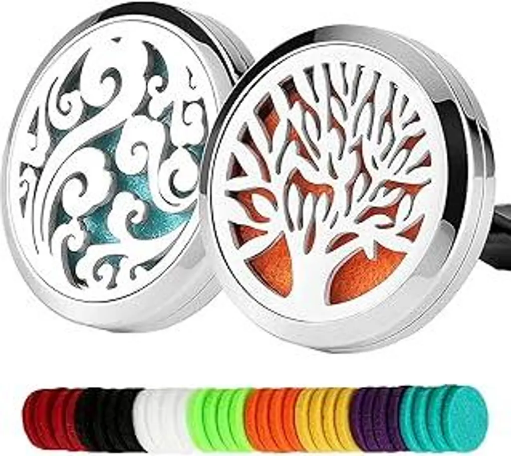 Accessori Auto Donna: 2 Diffusori Aromaterapia Medaglione + 32 Pad
