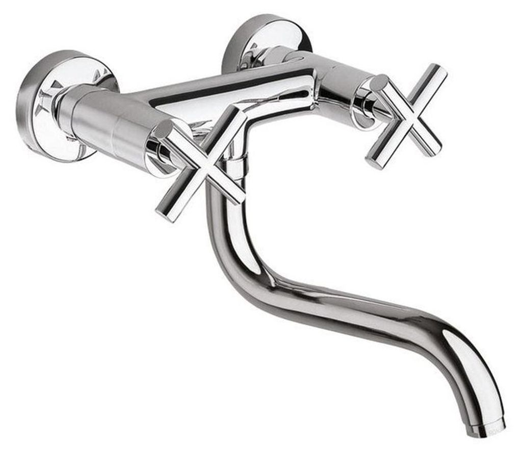 Wandarmatur Axia mit Kreuzgriff, Chrom, 220 mm Breite, Wandanschluss 150 mm