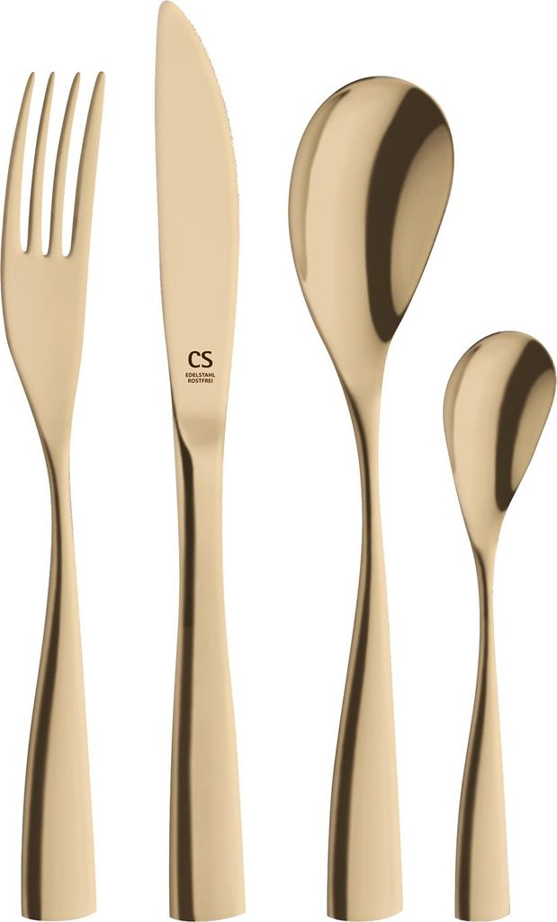 BOCHOLT 24-teiliges Besteckset, Edelstahl rostfrei 18/10, gold