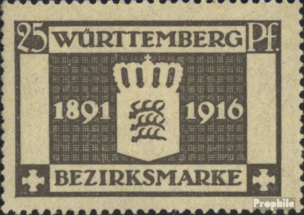 Briefmarken Württemberg 1916 Mi D128 mit Falz Wappen