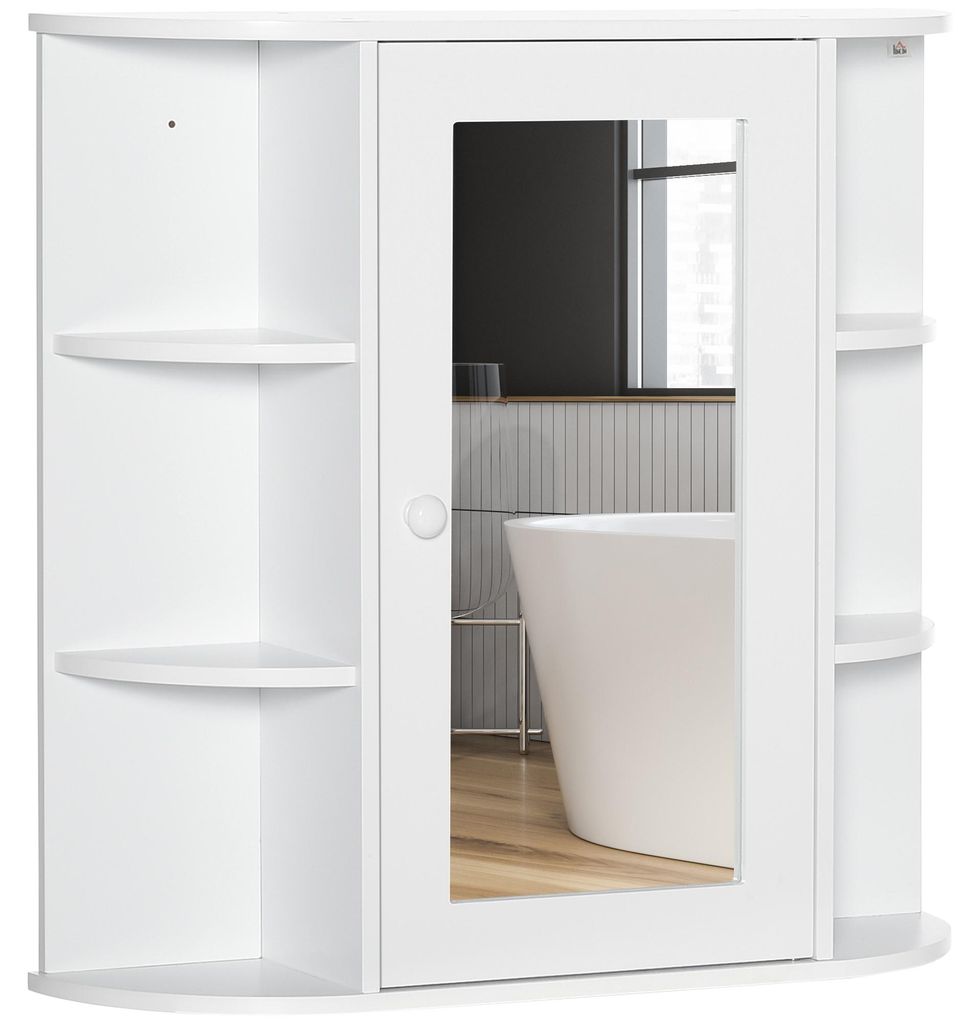 HOMCOM Armadietto a specchio, scaffale da bagno, mobile da Immagine del prodotto 