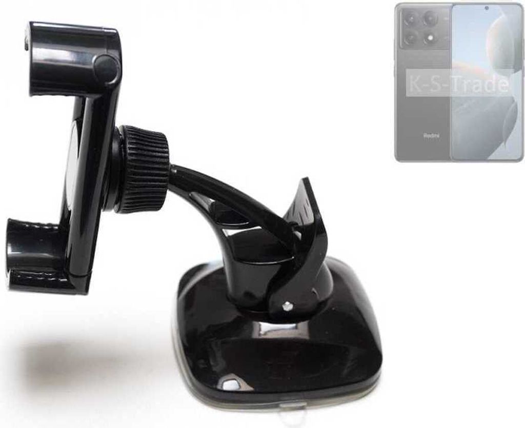 K-S-Trade kompakte Handy-Halterung Windschutzscheibe kompatibel mit Xiaomi Redmi K70E Armaturenbrett schwarz Autohalterung KFZ Halter