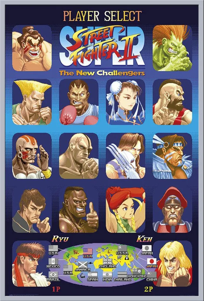Poster Street Fighter New Challengers Prêt à Poser Cadre Shinsuke Argent