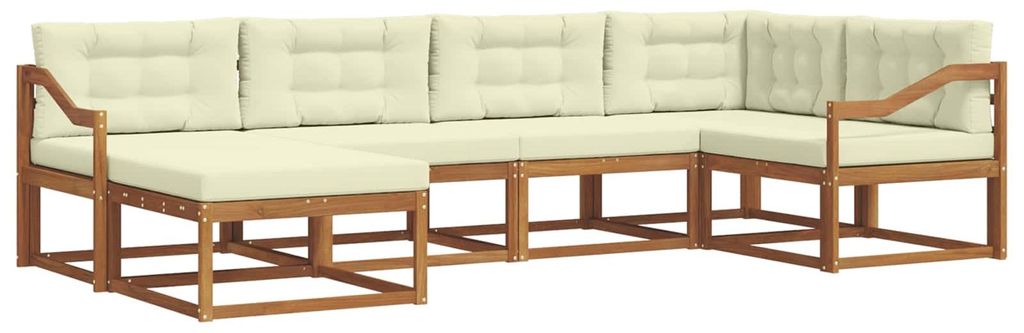 Hochwertigen Möbel Outdoor-Sofa garnitur moderne - Balkonmöbel/Gartenlounge-Set - robust und langlebig - mit Kissen 6 pcs Natur und Creme - Garte...