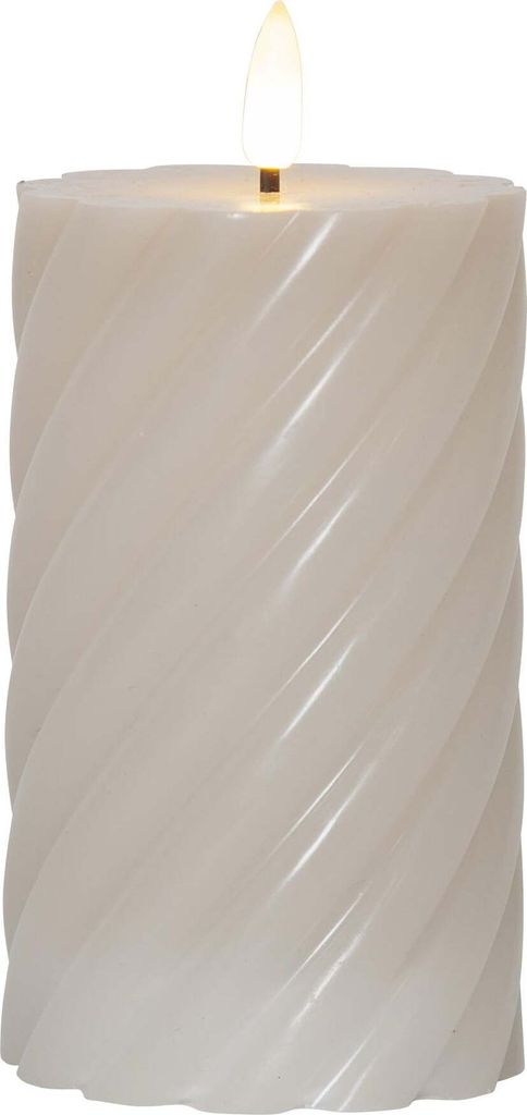 LED Echtwachskerze Flamme Swirl Batterie und Timer beige Produktbild 