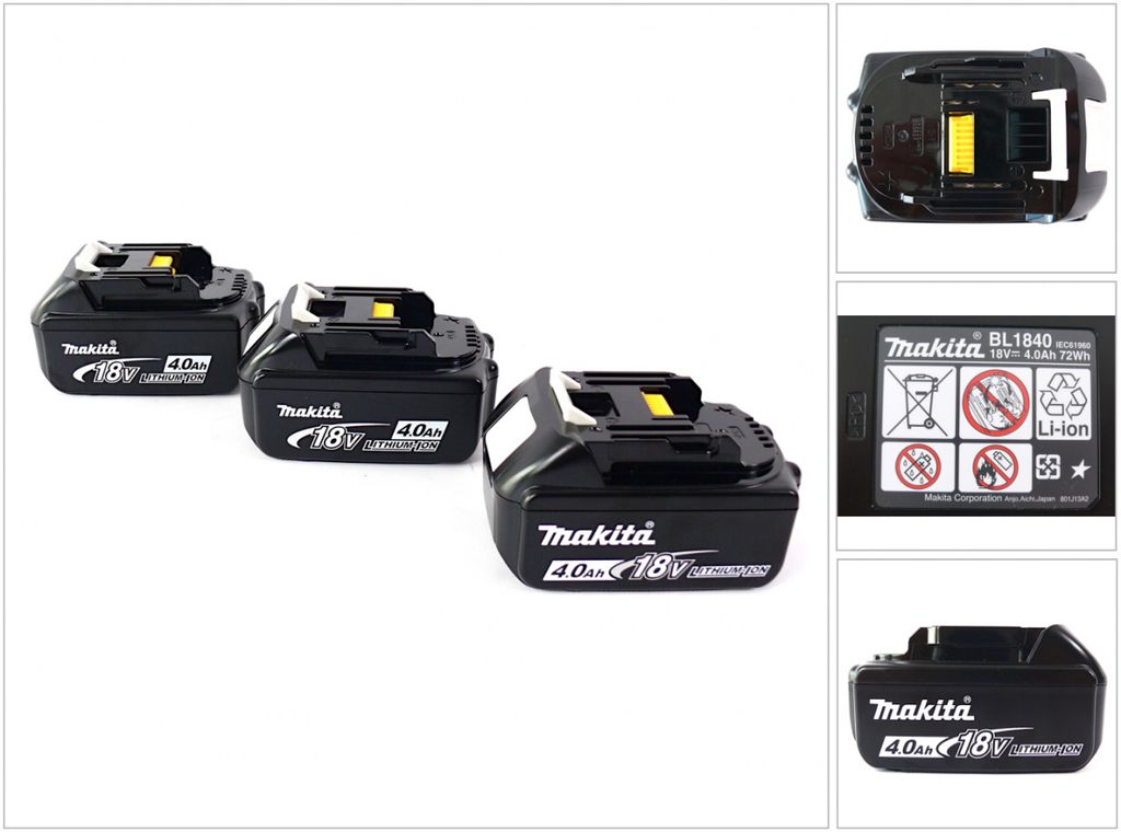 Makita BL 1840 B 18 V - 4,0 Ah Li-Ion Akku 3er Pack
