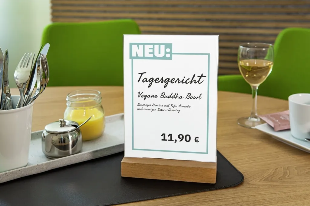 Porte-Menu A5 Vertical avec Support en Bois pour Table et Comptoir - 4