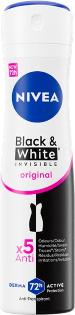 NIVEA - Deodorant Spray - Invisible for Black & White Clear - 72 Stunden Antitranspirant - 150 ml - 1 Stück