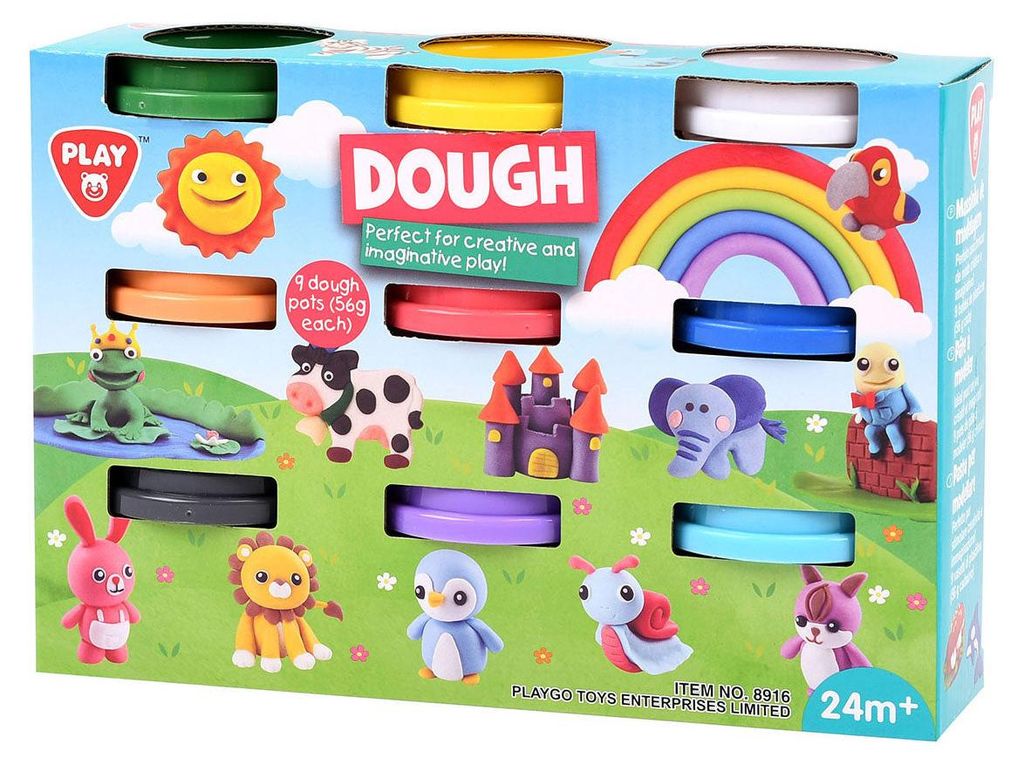 Play Knetset - 9 Farben - kreatives Spielzeug - 9x56 Gramm