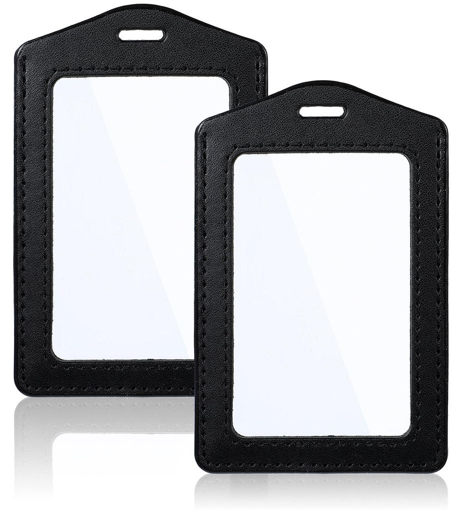 Set mit 2 Ausweishüllen aus Kunstleder, schwarz, transparent, für Ausweise, Busfahrkarten, Studentenausweise, doppelseitig, wasserfest, Kreditkar...