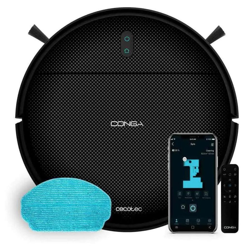 Cecotec Conga 999 Map Genesis, Bez worka, Czarny, Okrągły, Zdjęcie produktu 