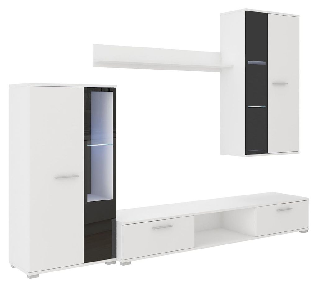 TOP Wohnwand Salsa Anbauwand Wohnkombi Wohnzimmer Weiss Produktbild 
