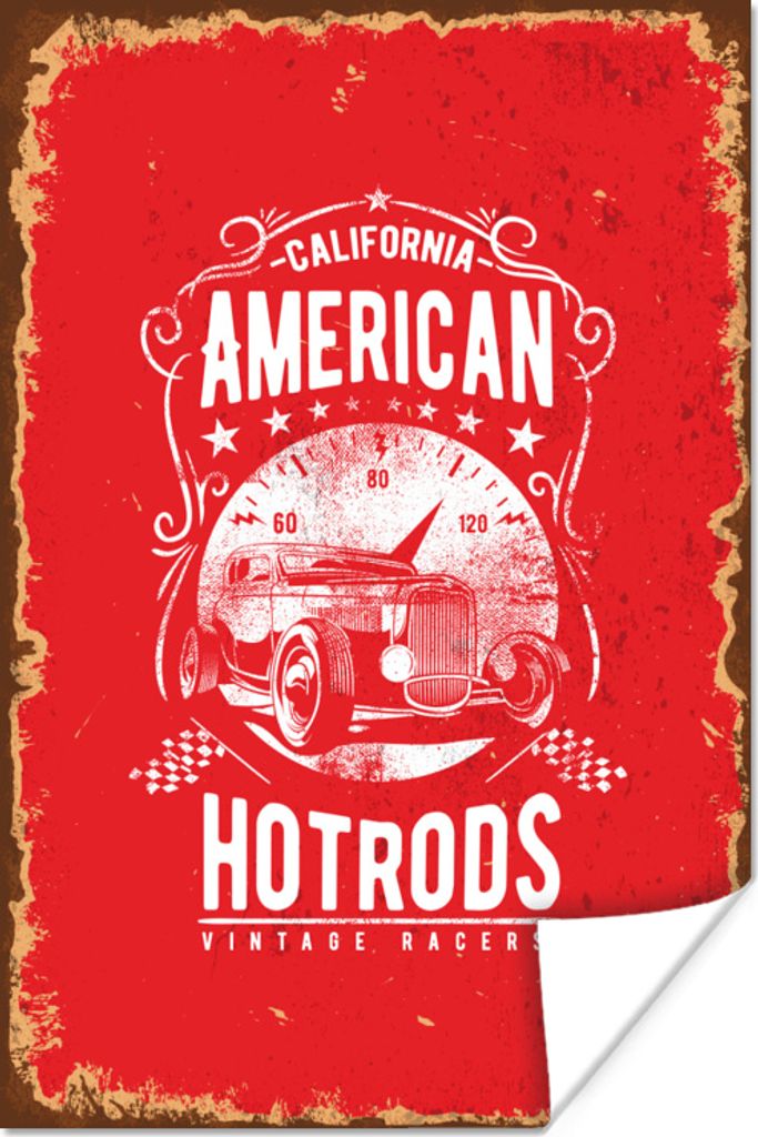 MuchoWow Poster Oldtimer - Auto - Amerika 120x180 cm - Kunstposter