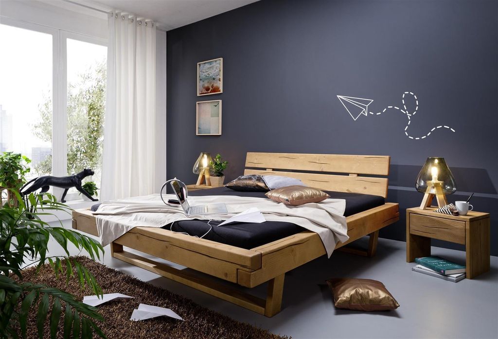 Balkenbett Ehebett Bettgestell Massivholzbett Doppelbett Bett "Long Beach III" 140x200 cm