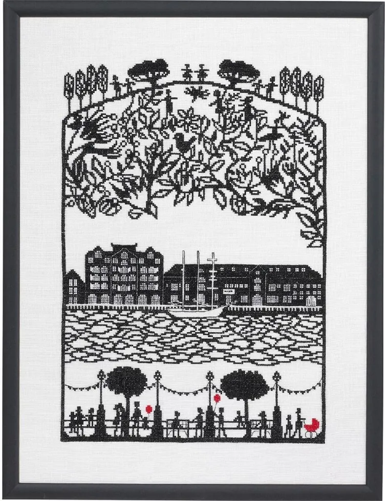 Kit broderie point de croix paysage marin pour décoration intérieure