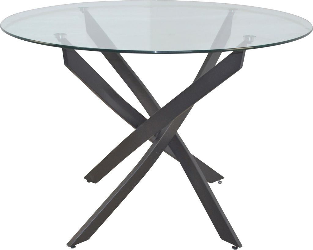 4-Fuß-Esstisch mit Ø110 cm Glasplatte