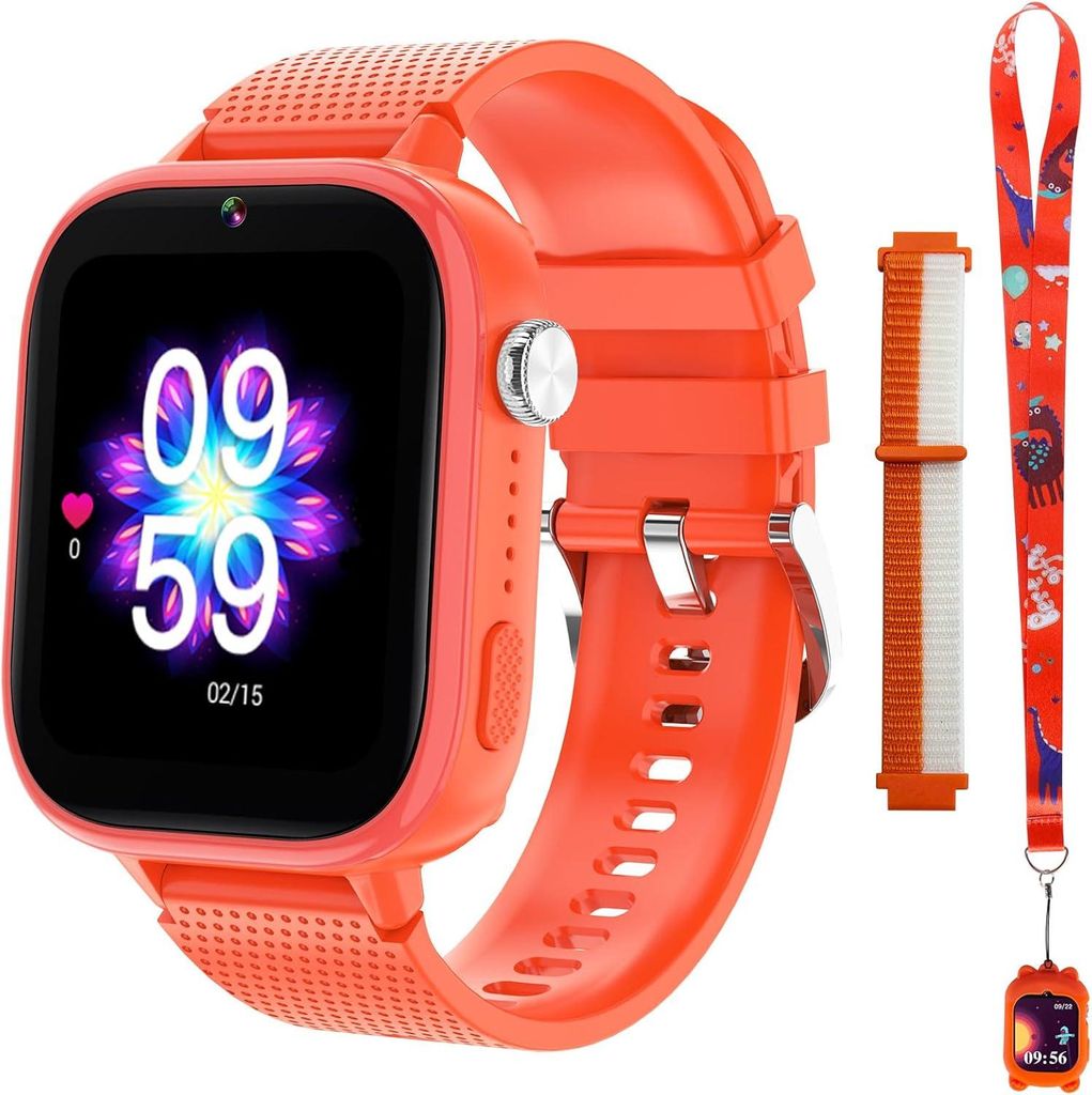 4G Kinder-Smartwatch mit Telefon und GPS, Multifunktionale Kinderuhr mit Videoanrufen, Sportmodi, Wecker, integriertem App Store