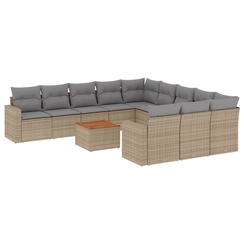 "2026 Aktion" 12-tlg. Garten-Lounge-Set - elegantes Design - Sitzgruppe/Gartengarnitur - mit Kissen Beige Poly Rattan - Terassenmöbel NeuMöbel667587