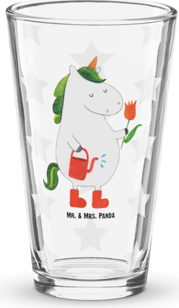Mr. & Mrs. Panda Tumbler Einhorn Gärtner - Transparent - Geschenk, Einhörner, Luftballon, Longdrinkglas, Pint Glas, Unicorn, Bierglas, Freude, Ga...
